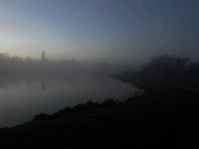 Lake at dawn, fog